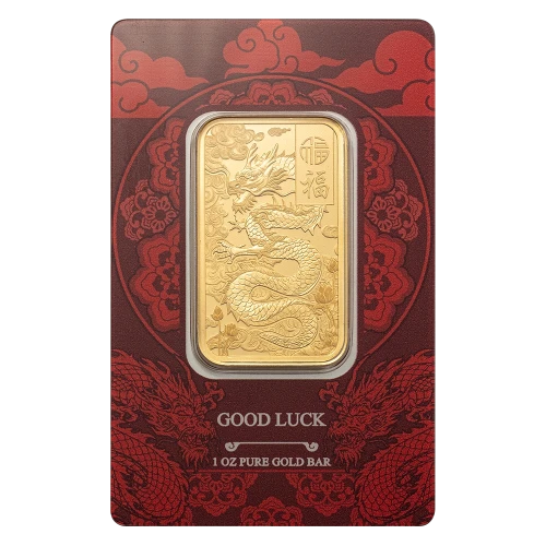 1oz PAMP Gold Bar - Good Luck Yellow Dragon (3)